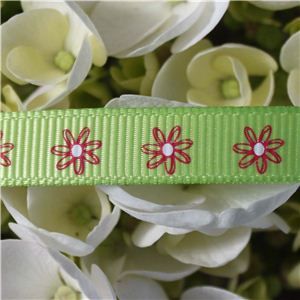 Flower Ribbon - Daisy on Lime